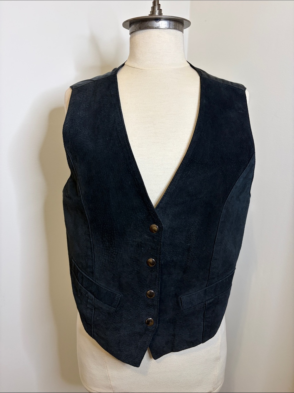 ADA Vintage Black Suede Leather Vest SIZE X-LARGE